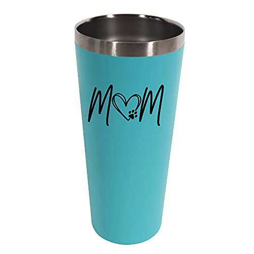 Tavenly Fur Mom Tumbler - Insulated Stainless Steel Tumbler With Lid and Straw for Dog Moms and Pet Lovers - For Cold or Hot Drinks - Cat Mom Cup and Furry Friend Mug - Aqua
