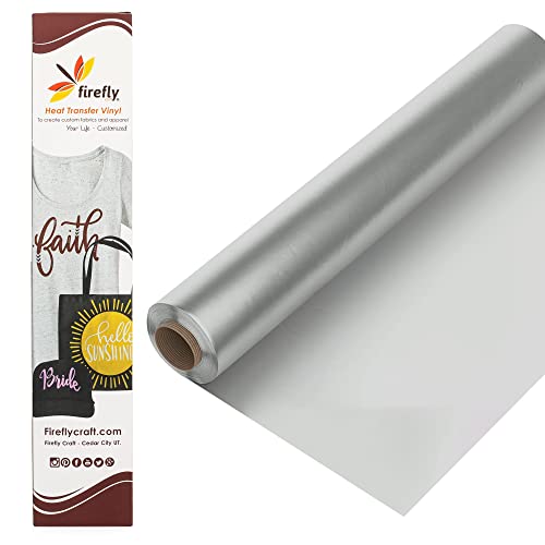 Firefly Craft Regular Silver, Heat Transfer Vinyl for Shirts - Iron on Vinyl for Cricut & Silhouette Heat Press Vinyl for Shirt Transfers - Iron on HTV Vinyl - 3 Pieces, 12" X 20" (5 Feet) Each