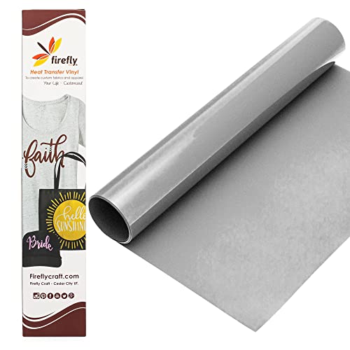 Firefly Craft Reflective Silver Heat Transfer Vinyl - HTV Vinyl for Cricut - Heat Press Vinyl for Shirt Transfers - Iron On Fabric Sheets - 1 Piece, 5 Feet by 12.25 Inch Roll