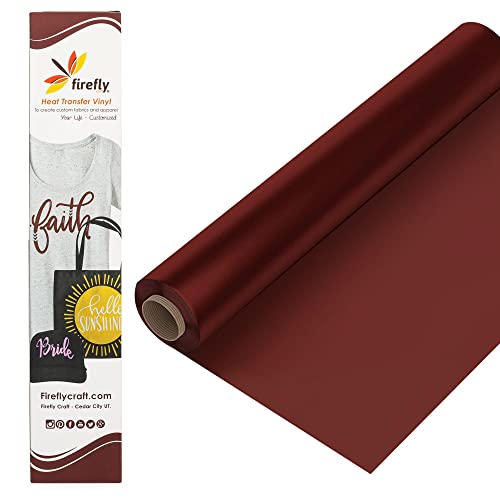 Firefly Craft Regular Maroon, Heat Transfer Vinyl for Shirts - Iron on Vinyl for Cricut & Silhouette Heat Press Vinyl for Shirt Transfers - Iron on HTV Vinyl - 3 Pieces, 12" X 20" (5 Feet) Each
