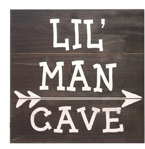 Tavenly Wood Wall Sign - Lil' Man Cave - Rustic Home Decor Items for Living Room - Man Cave Stuff for Boys - Vintage Room Decor for Boys - Family Wall Decor for Bedroom - 12" x 12" Brown Welcome Signs