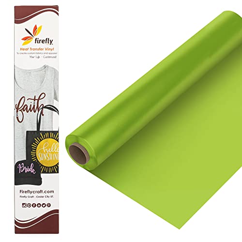 Firefly Craft Regular Lime Green, Heat Transfer Vinyl for Shirts - Iron on Vinyl for Cricut & Silhouette Heat Press Vinyl for Shirt Transfers - Iron on HTV Vinyl - 15 Pieces, 12" X 20" (25 Feet) Each