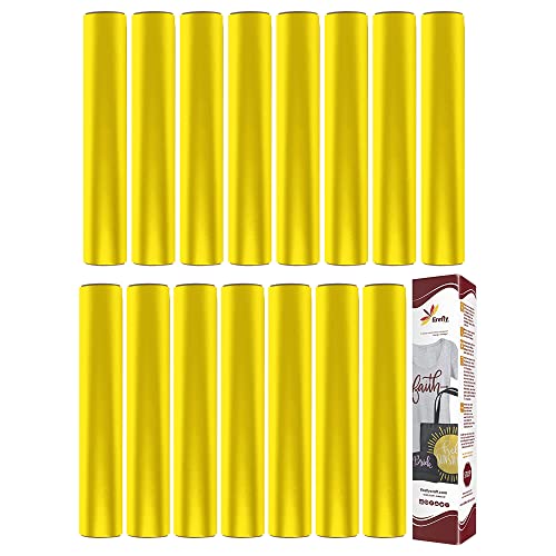 Firefly Craft Regular Yellow Heat Transfer Vinyl Bundle for Shirts - HTV Vinyl Bundle - Iron On Vinyl for Cricut and Silhouette Transfers - Iron on Vinyl Sheets - 15 Sheets per Pack (12" x 20" Each)