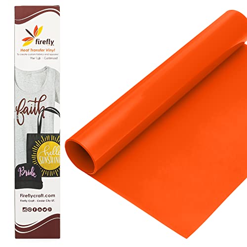 Firefly Craft Flocked Orange Heat Transfer Vinyl Sheet | Flock Orange HTV Vinyl | Fuzzy Orange Iron On Vinyl for Cricut and Silhouette | Heat Press Vinyl for Shirts - 12" x 20"