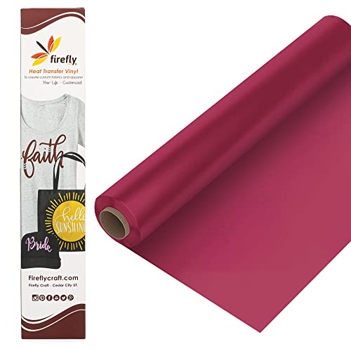 Firefly Craft Regular Deep Pink, Heat Transfer Vinyl for Shirts - Iron on Vinyl for Cricut & Silhouette Heat Press Vinyl for Shirt Transfers - Iron on HTV Vinyl - 15 Pieces, 12" X 20" (25 Feet) Each