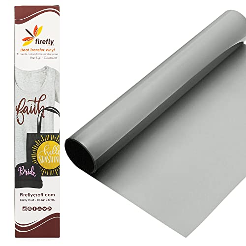 Firefly Craft Heat Transfer Vinyl Sheets - Silver HTV - Iron On Vinyl for Cricut, HTV Vinyl Sheets, Vinyl Iron On, Easy Cut & Weed, Compatible with Cricut & Silhouette Cameo - 1 Sheet 12" x 20"