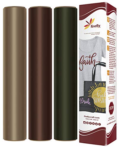 Firefly Craft Earth Tone Heat Transfer Vinyl Bundle for Shirts - HTV Vinyl Bundle - Iron On Vinyl for Cricut and Silhouette Transfers - Iron on Vinyl Sheets - 3 Sheets per Pack (12" x 20" Each)
