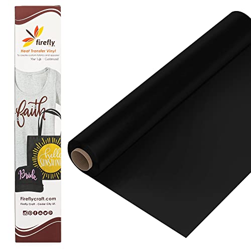 Firefly Craft Regular Black, Heat Transfer Vinyl for Shirts - Iron on Vinyl for Cricut & Silhouette Heat Press Vinyl for Shirt Transfers - Iron on HTV Vinyl - 15 Pieces, 12" X 20" (25 Feet) Each