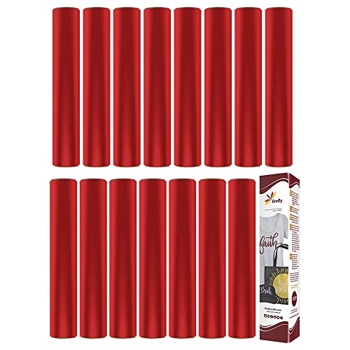 Firefly Craft Regular Red Heat Transfer Vinyl Bundle for Shirts - HTV Vinyl Bundle - Iron On Vinyl for Cricut and Silhouette Transfers - Iron on Vinyl Sheets - 15 Sheets per Pack (12" x 20" Each)
