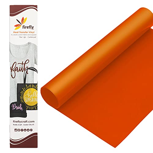 Firefly Craft Neon Orange Heat Transfer Vinyl - HTV Vinyl for Cricut - Heat Press Vinyl for Shirt Transfers - Iron On Fabric Sheets - 3 Pieces, 12" X 20" (5 Feet) Each