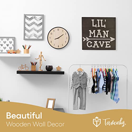 Tavenly Wood Wall Sign - Lil' Man Cave - Rustic Home Decor Items for Living Room - Man Cave Stuff for Boys - Vintage Room Decor for Boys - Family Wall Decor for Bedroom - 12" x 12" Brown Welcome Signs