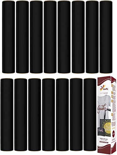 Firefly Craft Regular Black Heat Transfer Vinyl Bundle for Shirts - HTV Vinyl Bundle - Iron On Vinyl for Cricut and Silhouette Transfers - Iron on Vinyl Sheets - 15 Sheets per Pack (12" x 20" Each)