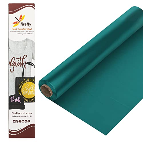 Firefly Craft Regular Teal, Heat Transfer Vinyl for Shirts - Iron on Vinyl for Cricut & Silhouette Heat Press Vinyl for Shirt Transfers - Iron on HTV Vinyl - 15 Pieces, 12" X 20" (25 Feet) Each