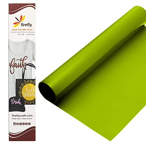 Firefly Craft Heat Transfer Vinyl Sheets - Lime Green HTV - Iron On Vinyl for Cricut, HTV Vinyl Sheets, Vinyl Iron On, Easy Cut & Weed, Compatible with Cricut & Silhouette Cameo - 1 Sheet 12" x 20"