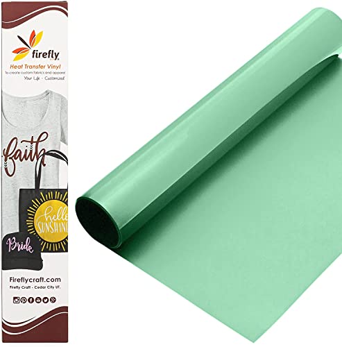 Firefly Craft Regular Mint Green, Heat Transfer Vinyl for Shirts - Iron on Vinyl for Cricut & Silhouette Heat Press Vinyl for Shirt Transfers - Iron on HTV Vinyl - 15 Pieces, 12" X 20" (25 Feet) Each