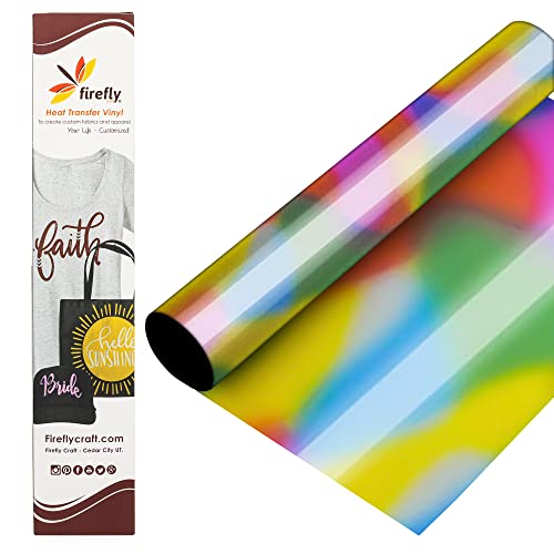 Firefly Craft Metallic Heat Transfer Vinyl Sheets - Rainbow Spot - Iron On Vinyl for Cricut, HTV Vinyl Sheets, Easy Cut and Weed, Compatible with Cricut & Silhouette Cameo - 1 Sheet 12"x20"