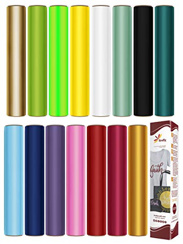 Firefly Craft Storage Organizer Vinyl Roll Holder - 24 Compartments and Firefly Craft Heat Transfer Vinyl Bundle for Shirts - 15 Colors - 15 Sheets per Pack (12" x 20" Each)