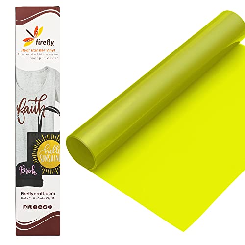 Firefly Craft Neon Yellow Heat Transfer Vinyl - HTV Vinyl for Cricut - Heat Press Vinyl for Shirt Transfers - Iron On Fabric Sheets - 3 Pieces, 12" X 20" (5 Feet) Each