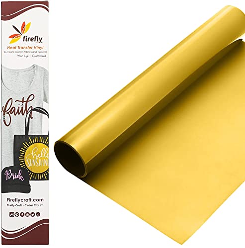 Firefly Craft Regular Gold, Heat Transfer Vinyl for Shirts - Iron on Vinyl for Cricut & Silhouette Heat Press Vinyl for Shirt Transfers - Iron on HTV Vinyl - 15 Pieces, 12" X 20" (25 Feet) Each