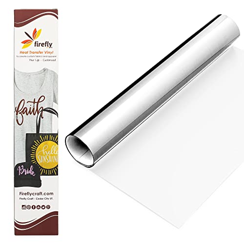 Firefly Craft Foil Silver Heat Transfer Vinyl - HTV Vinyl for Cricut - Heat Press Vinyl for Shirt Transfers - Iron On Fabric Sheets - 3 Pieces, 12" X 20" (5 Feet) Each