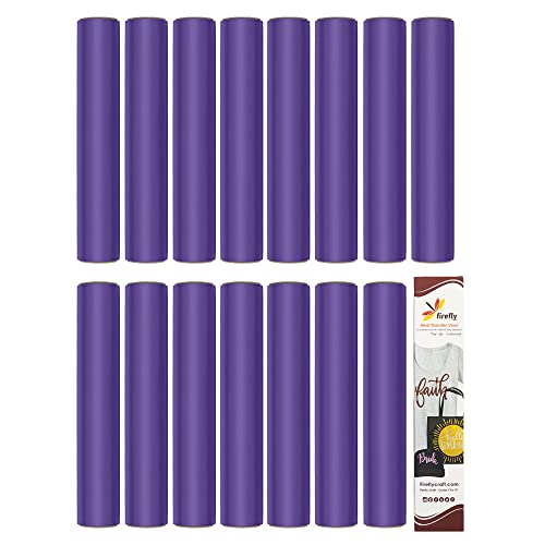 Firefly Craft Regular Purple Heat Transfer Vinyl Bundle for Shirts - HTV Vinyl Bundle - Iron On Vinyl for Cricut and Silhouette Transfers - Iron on Vinyl Sheets - 15 Sheets per Pack (12" x 20" Each)