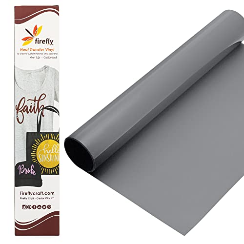 Firefly Craft Heat Transfer Vinyl Sheets - Grey HTV - Iron On Vinyl for Cricut, HTV Vinyl Sheets, Vinyl Iron On, Easy Cut & Weed, Compatible with Cricut & Silhouette Cameo - 1 Sheet 12" x 20"