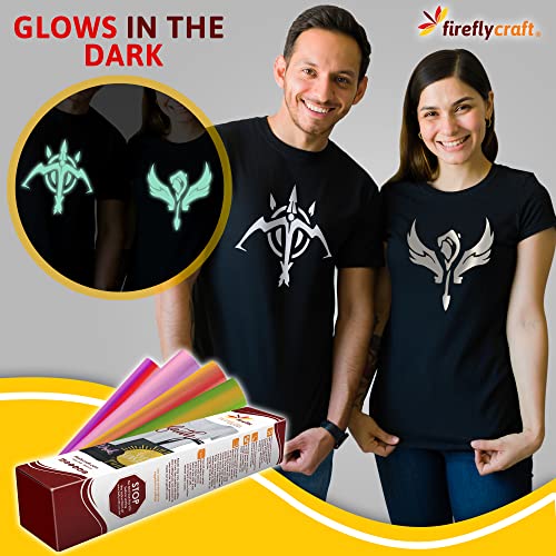 Firefly Craft Reflective Heat Transfer Vinyl (Gold) ? HTV Vinyl for Plotter Printer and Die-Cut Machine ? Iron On or Heat Press Vinyl for Shirts ? Craft Accessories ? (12" x 20" Sheet)