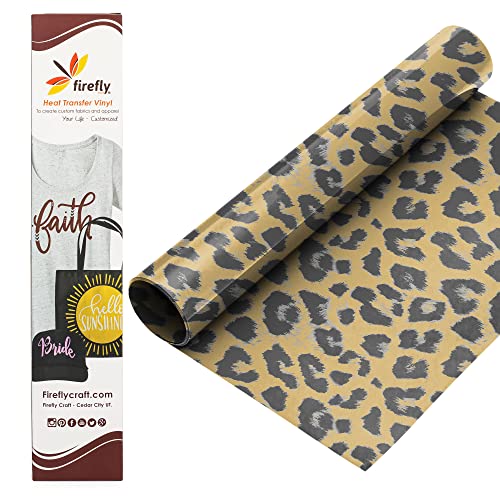Firefly Craft Elastic Foil Leopard Heat Transfer Vinyl - HTV Vinyl for Cricut - Heat Press Vinyl for Shirt Transfers - Iron On Fabric Sheets - 3 Pieces, 12" X 20" (5 Feet) Each