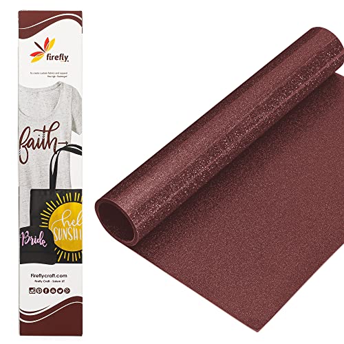 Firefly Craft Glitter Burgundy Heat Transfer Vinyl - HTV Vinyl for Cricut - Heat Press Vinyl for Shirt Transfers - Iron On Fabric Sheets - 3 Pieces, 12" X 20" (5 Feet) Each