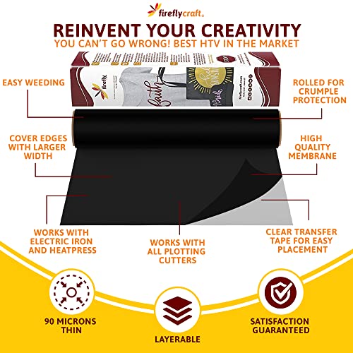 Firefly Craft Flocked Heat Transfer Vinyl Bundle | Fuzzy HTV Vinyl Bundle | Iron On Vinyl for Cricut and Silhouette | Pack of 6 Colors Including Black & White - 12" x 20" Each