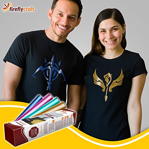Firefly Craft Metallic Heat Transfer Vinyl Sheets - Iron On Vinyl for Cricut, HTV Vinyl Sheets, Vinyl Iron On, Easy Cut & Weed, Compatible with Cricut & Silhouette Cameo - 1 Sheet 12"x20"