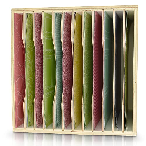 Tavenly Natural Wood Finish Paper Storage Organizer Cube - Improved Perfect for Sizes 12 x 12-12 Tray File Box Organizer - Classroom & Office Desk Accessories - 12 Slot Paper Organizer for Desk