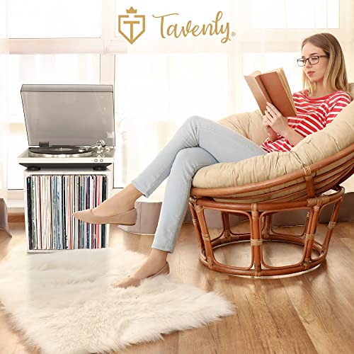 Tavenly Vinyl Record Holder - LP Storage Cube, Vinyl Record Storage - Record Display, Wood Crates for Vinyl Albums, Vinyl Storage & Record Organizer - 13.75 x 13.75 Inch Record Holder for Albums
