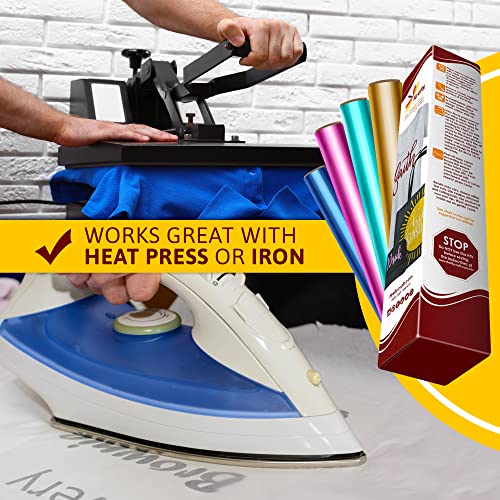 Firefly Craft Metallic Heat Transfer Vinyl Sheets - Iron On Vinyl for Cricut, HTV Vinyl Sheets, Vinyl Iron On, Easy Cut & Weed, Compatible with Cricut & Silhouette Cameo - 1 Sheet 12"x20"