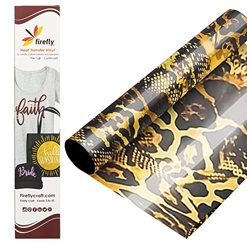 Firefly Craft Metallic Heat Transfer Vinyl Sheets - Snake Print HTV, Animal Print HTV - Iron On Vinyl for Cricut, HTV Vinyl Sheets, Easy Cut & Weed, for Cricut & Silhouette Cameo - 1 Sheet - 12"x20"