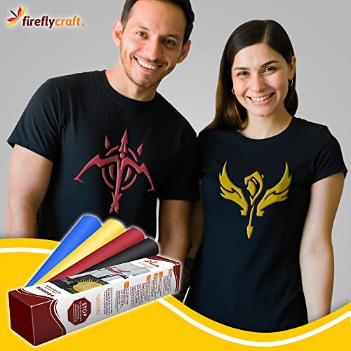 Firefly Craft - 3D Black Heat Transfer Vinyl Sheets - Iron On Vinyl for Cricut and Silhouette - Brick Style Heat Press Vinyl for Shirts, Art, Crafts, & More - 12 x 20 inch Black HTV Vinyl Sheet