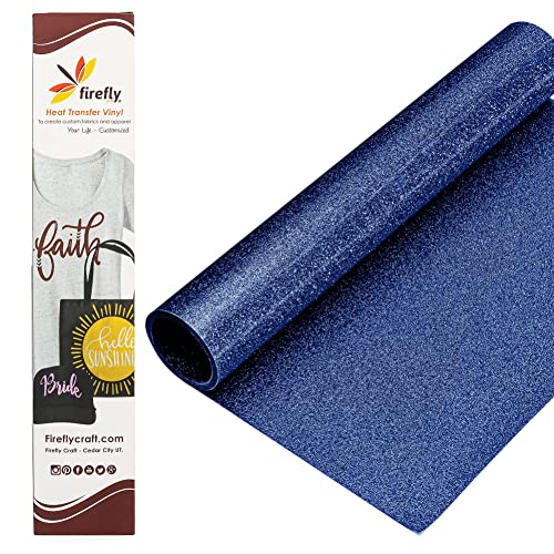 Firefly Craft Glitter Royal Blue - Heat Transfer Vinyl - Iron On Fabric Sheets for Shirt Transfers - Vinyl for Cricut - Heat Press Vinyl - Single Colors or Bundle Multipack- 1 Piece (12" X 20")