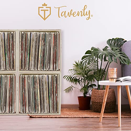 Tavenly Vinyl Record Holder - LP Storage Cube, Vinyl Record Storage - Record Display, Wood Crates for Vinyl Albums, Vinyl Storage & Record Organizer - 13.75 x 13.75 Inch Record Holder for Albums