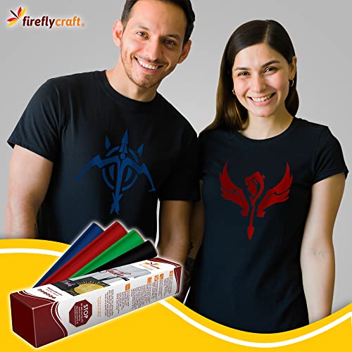 Firefly Craft Flocked Red Heat Transfer Vinyl Sheet | Flock Red HTV Vinyl | Fuzzy Red Iron On Vinyl for Cricut and Silhouette | Heat Press Vinyl for Shirts - 12" x 20"