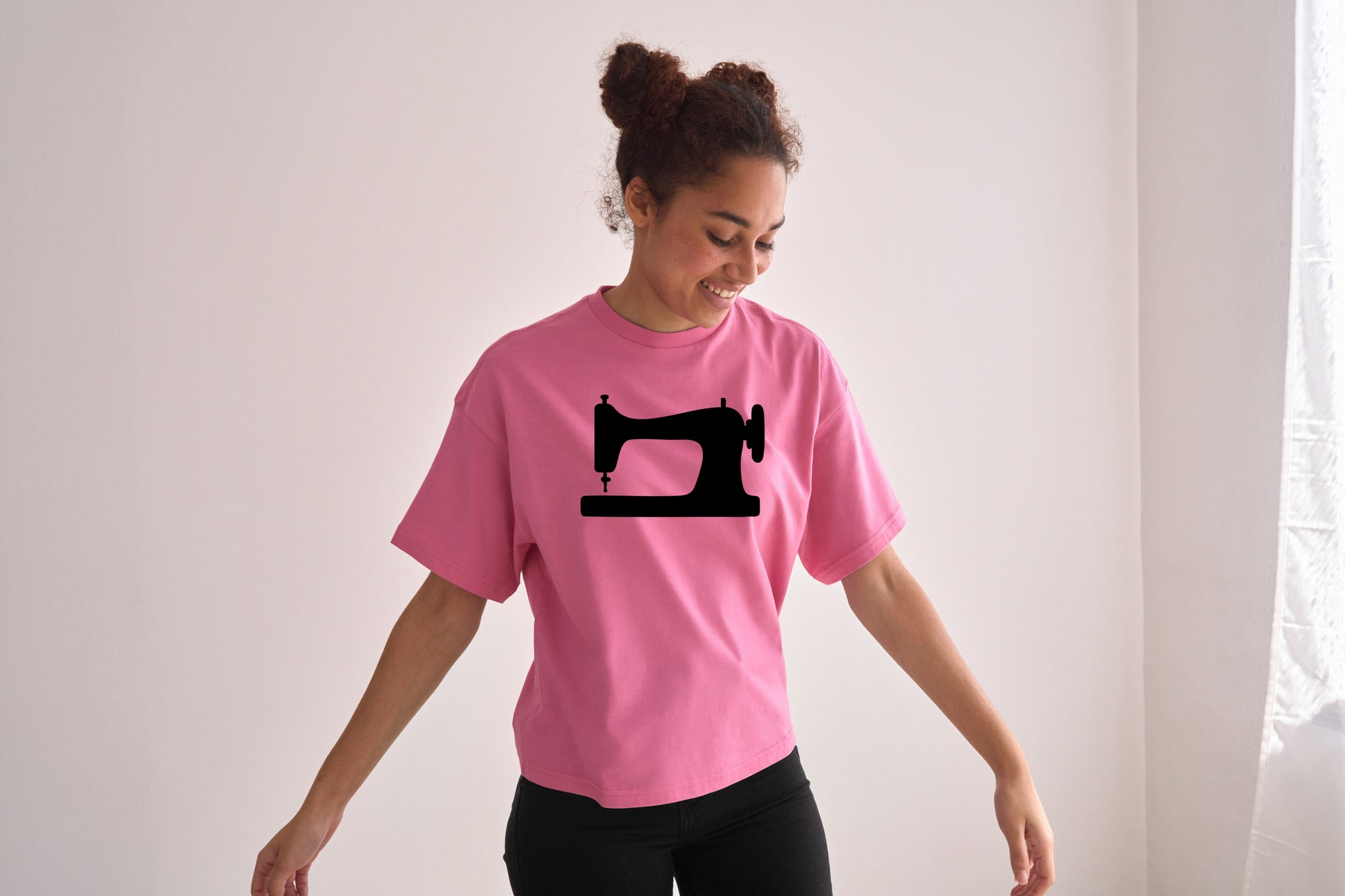 Sewing Machine 6 design on a girls shirt