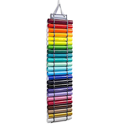 Firefly Craft Storage Organizer Vinyl Roll Holder - Craft Organizer Vinyl Storage Rack - Hanging Closet, Wall, Studio, or over the Door Organizer for Any Room - Cricut Accessories - 48 Compartments