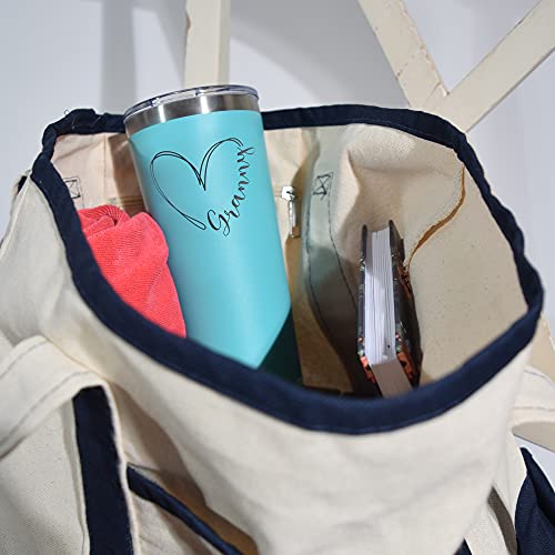 Tavenly Granny Tumbler - Insulated Stainless Steel Tumbler With Lid and Straw for Women - Coffee Mug for Cold or Hot Drinks - Coffee Tumbler and Mug - Large 20oz Coffee Cups - Aqua