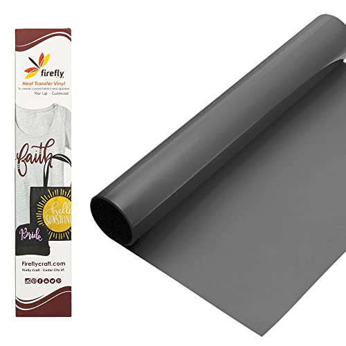 Firefly Craft Regular Gray, Heat Transfer Vinyl for Shirts - Iron on Vinyl for Cricut & Silhouette Heat Press Vinyl for Shirt Transfers - Iron on HTV Vinyl - 3 Pieces, 12" X 20" (5 Feet) Each
