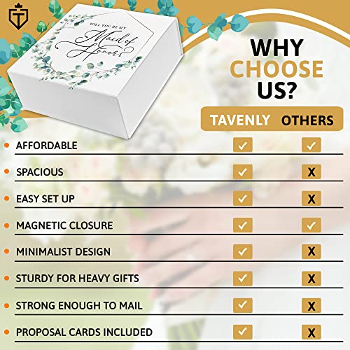 Tavenly Will You Be My Maid of Honor Proposal Box With Lids - Cute & Elegant Floral Print - Gift Ideas for Brides Tribe Invitations - Empty Personalized Bridesmaid Proposal Box With Card Sets - 1 Box