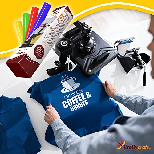 Firefly Craft Regular White, Heat Transfer Vinyl for Shirts - Iron on Vinyl for Cricut & Silhouette Heat Press Vinyl for Shirt Transfers - Iron on HTV Vinyl - 15 Pieces, 12" X 20" (25 Feet) Each