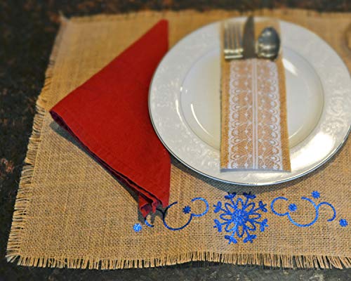 Firefly Craft Fringe Burlap Placemats 14" by 19", Set of 8
