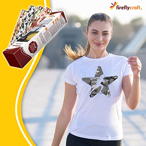 Firefly Craft Patterned Heat Transfer Vinyl Sheets - Iron On Vinyl for Cricut, HTV Vinyl Sheets, Vinyl Iron On, Easy Cut & Weed, Compatible with Cricut & Silhouette Cameo - 1 Sheet 12"x20"