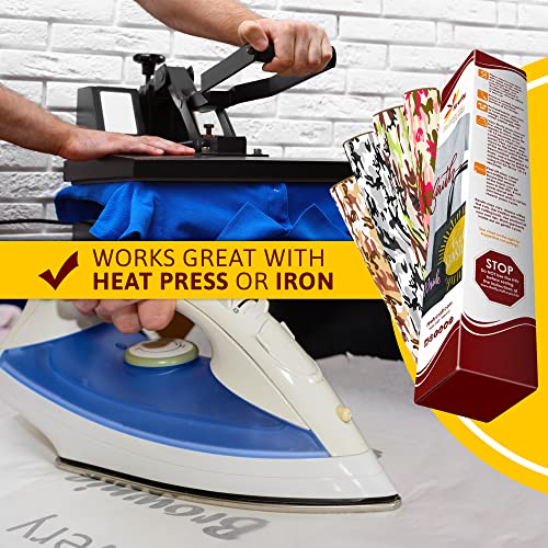 Firefly Craft Patterned Heat Transfer Vinyl Sheets - Iron On Vinyl for Cricut, HTV Vinyl Sheets, Vinyl Iron On, Easy Cut & Weed, Compatible with Cricut & Silhouette Cameo - 1 Sheet 12"x20"
